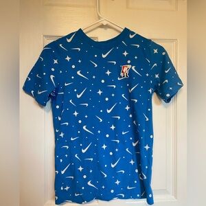 Nike Youth Blue Swoosh All Over Print T-Shirt (Size L) NWOT